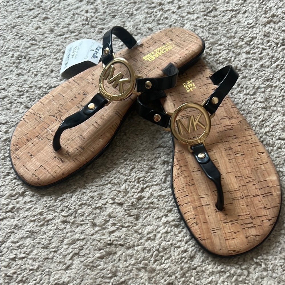 Michael Kors Black and Gold Sandals